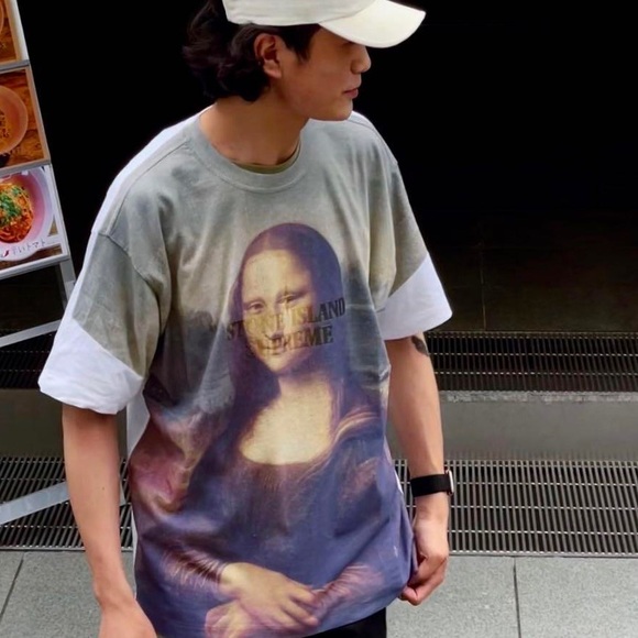 EUC Supreme x Stone Island Multi Graphic Crewneck Top Mona Lisa Size XL - Picture 7 of 9